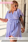 Sinnliches Kleid GILDA – Wickelausschnitt und Taillenbindung Farbe Lila
