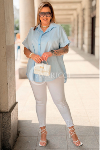 Bluse in Hellblau – Große Größen | Cavaricci.de