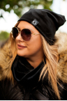 VELOUR-Set - Mütze und Schlauchschal in Schwarz