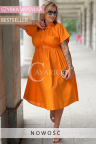 Kleid ULISSE – Eleganter Schnitt unter der Brust, schulterbedeckende Ärmel und Komfort ohne Einengen Farbe Orange