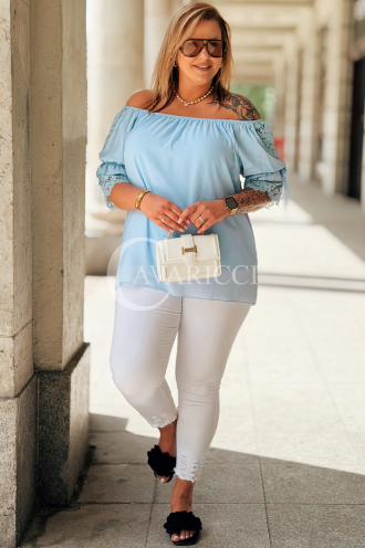 Bluse in Hellblau – Große Größen | Cavaricci.de