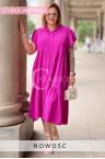 Sommer-Hemdkleid DOROTEA – Bequemer Oversize-Schnitt mit Knopfleiste Farbe Fuchsia