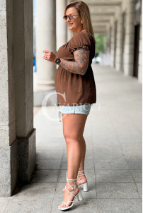 Bluse in Schokolade – Große Größen | Cavaricci.de