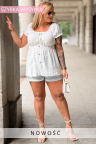 GULIVERA Bluse – Sommer-Neuheit zu Shorts, elastische Taille und figurbetonender Schnitt mit Bustier-Effekt, Farbe Ecru