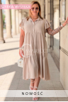 Sommer-Hemdkleid DOROTEA – Bequemer Oversize-Schnitt mit Knopfleiste Farbe Beige
