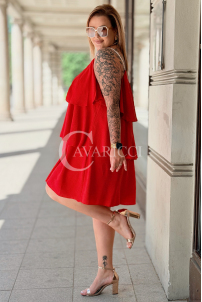 Kleid FRANCA in Rot – Volants & dekorative Träger