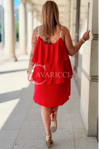 Kleid FRANCA in Rot – Volants & dekorative Träger
