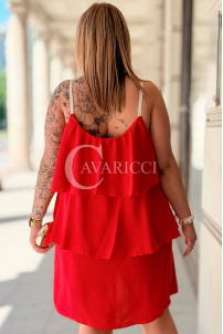 Kleid FRANCA in Rot – Volants & dekorative Träger