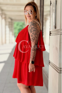 Kleid FRANCA in Rot – Volants & dekorative Träger
