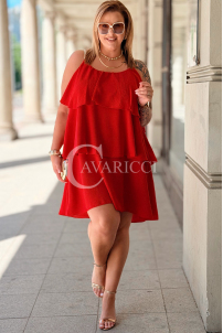 Kleid FRANCA in Rot – Volants & dekorative Träger