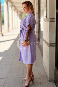 Hemdblusenkleid HADRIANA – Blusenkleid mit Gürtel, Flieder