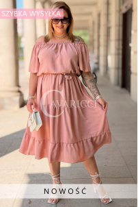 Kleid ALTEA – Schulterfrei mit Volant-Saum in Rosa