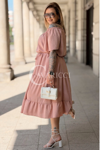 Kleid ALTEA – Schulterfrei mit Volant-Saum in Rosa