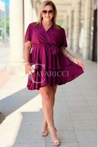 Kleid FLAMINIA – Wickelausschnitt & Volant in Purpur