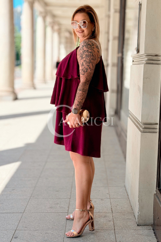 Sommerkleid FRANCA in Purpur – Volants & Oversize-Schnitt