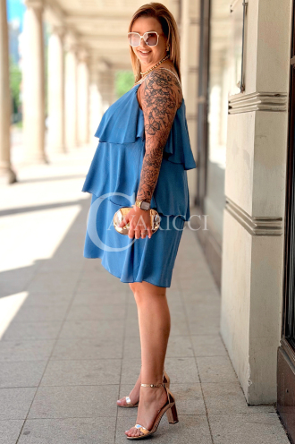 FRANCA Sommerkleid Baby Blue – Volants & Zierträger