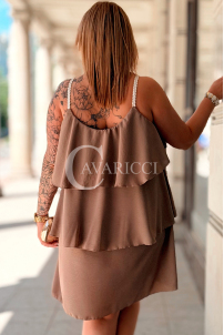 Sommerkleid FRANCA – Luftig mit Volants & Zierträgern, Fango