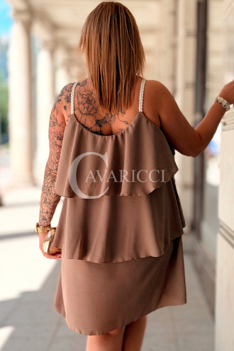 Sommerkleid FRANCA – Luftig mit Volants & Zierträgern, Fango