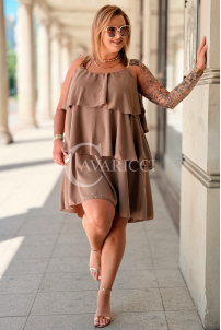 Sommerkleid FRANCA – Luftig mit Volants & Zierträgern, Fango