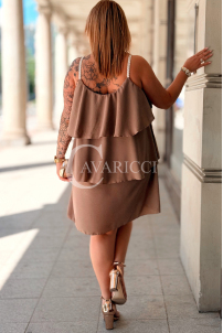 Sommerkleid FRANCA – Luftig mit Volants & Zierträgern, Fango