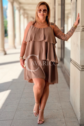Sommerkleid FRANCA – Luftig mit Volants & Zierträgern, Fango