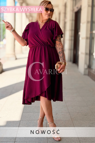 FIORELLA Kleid Purpur – Asymmetrischer Wickelausschnitt