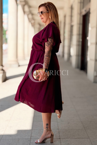 FIORELLA Kleid Purpur – Asymmetrischer Wickelausschnitt