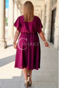 FIORELLA Kleid Purpur – Asymmetrischer Wickelausschnitt