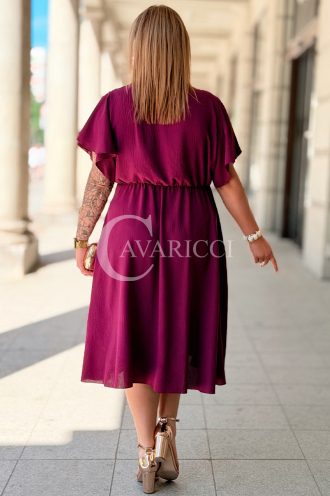 FIORELLA Kleid Purpur – Asymmetrischer Wickelausschnitt