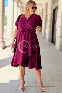 FIORELLA Kleid Purpur – Asymmetrischer Wickelausschnitt
