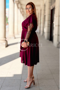 FIORELLA Kleid Purpur – Asymmetrischer Wickelausschnitt