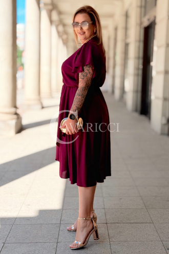 FIORELLA Kleid Purpur – Asymmetrischer Wickelausschnitt