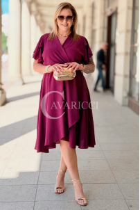 FIORELLA Kleid Purpur – Asymmetrischer Wickelausschnitt