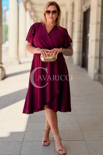 FIORELLA Kleid Purpur – Asymmetrischer Wickelausschnitt
