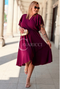 FIORELLA Kleid Purpur – Asymmetrischer Wickelausschnitt