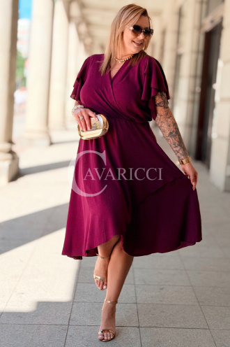 FIORELLA Kleid Purpur – Asymmetrischer Wickelausschnitt