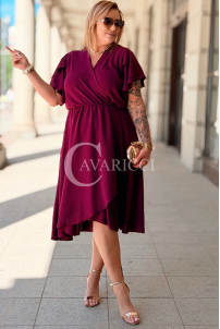 FIORELLA Kleid Purpur – Asymmetrischer Wickelausschnitt