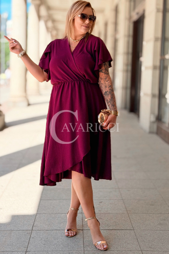 FIORELLA Kleid Purpur – Asymmetrischer Wickelausschnitt