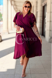 FIORELLA Kleid Purpur – Asymmetrischer Wickelausschnitt