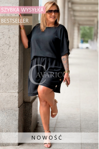 Set BARI Schwarz – Lockere Bluse & Shorts Plus Size