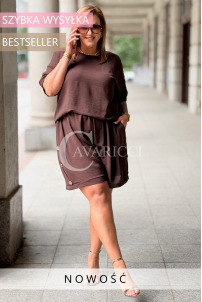 BARI Set – Bluse & Shorts in Schokolade | Plus Size