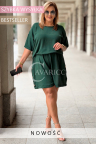 Set BARI – Lockere Bluse und Shorts mit Gummizug, Goldene Knöpfe für mehr Eleganz, Flaschengrün