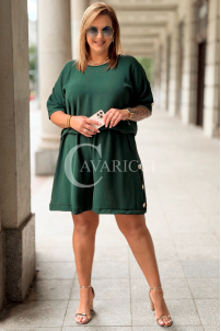 Set BARI – Bluse & Shorts Plus Size, Flaschengrün Elegant