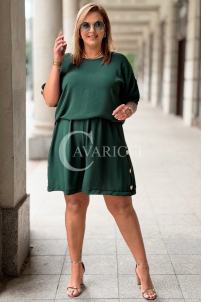 Set BARI – Bluse & Shorts Plus Size, Flaschengrün Elegant