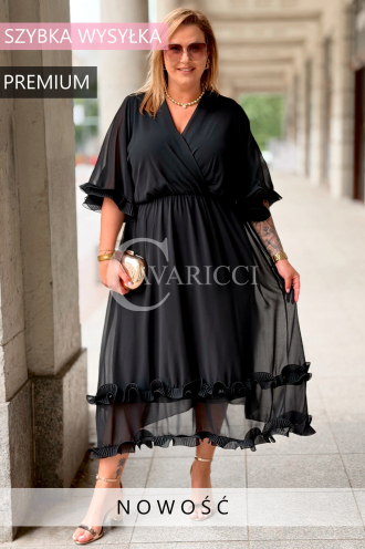 Kleid LUDVICA Schwarz – Elegantes Chiffonkleid Hochzeit