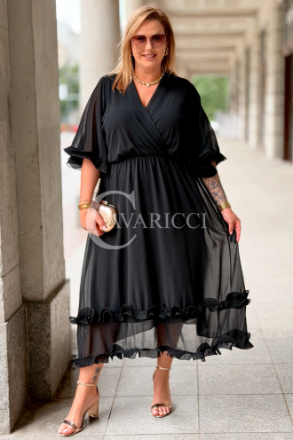 Kleid LUDVICA Schwarz – Elegantes Chiffonkleid Hochzeit