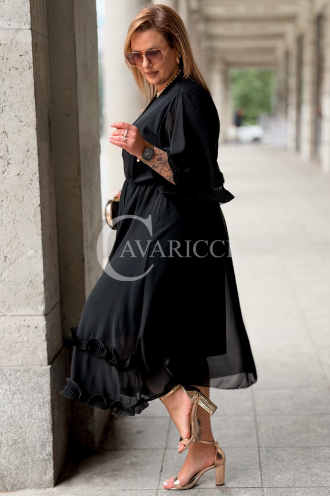 Kleid LUDVICA Schwarz – Elegantes Chiffonkleid Hochzeit