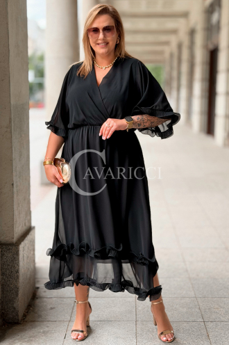 Kleid LUDVICA Schwarz – Elegantes Chiffonkleid Hochzeit