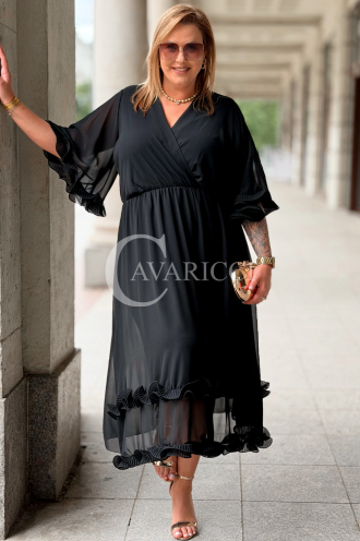 Kleid LUDVICA Schwarz – Elegantes Chiffonkleid Hochzeit