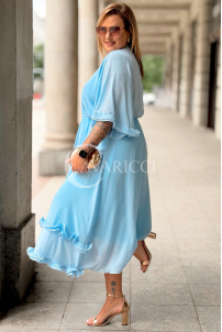 Kleid LUDVICA – Elegantes Chiffon-Kleid Hochzeit Hellblau